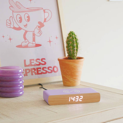 Steepletone Rise Charge Purple - Wireless Charger & Bedside Alarm Clock