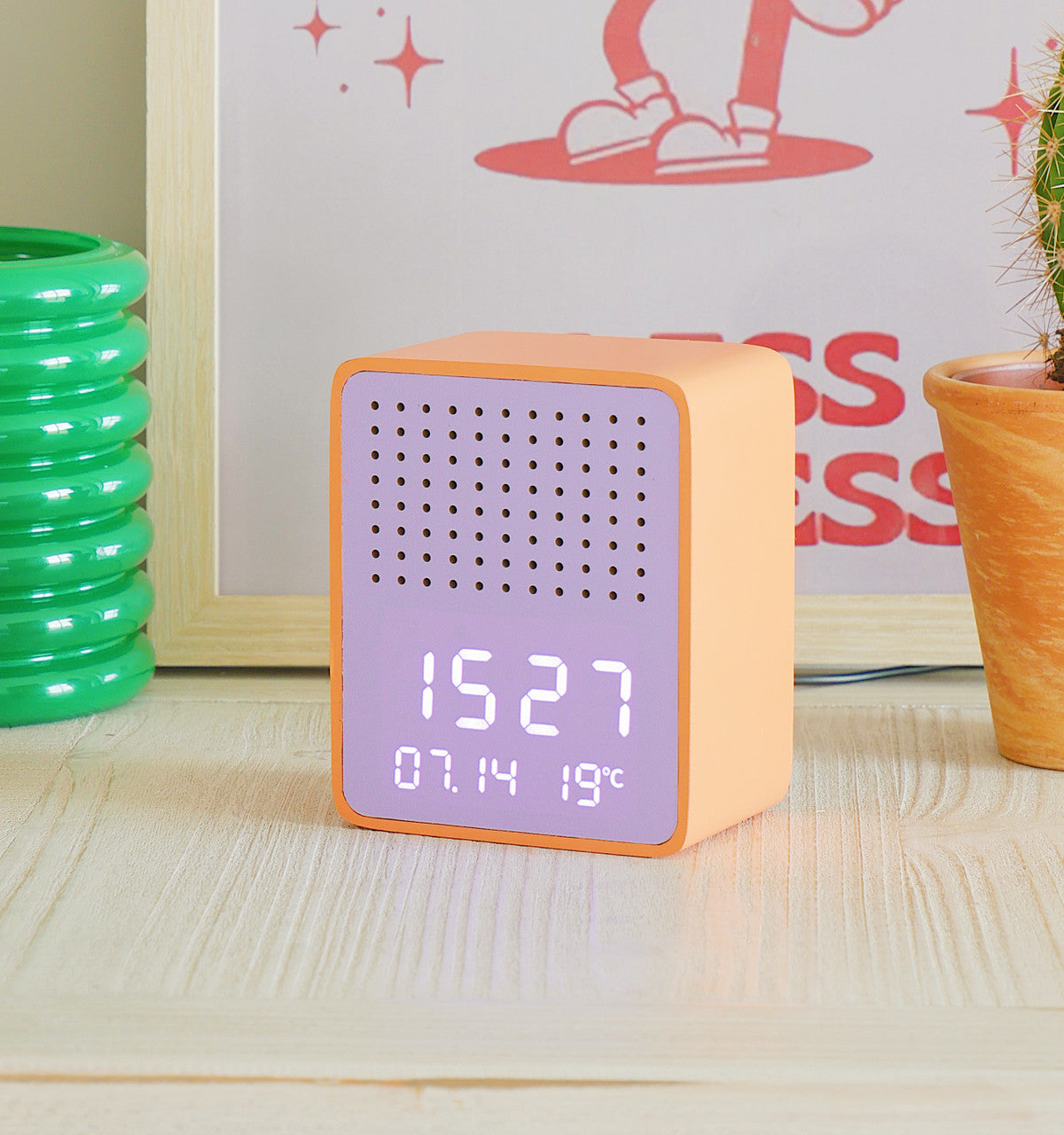 Steepletone Rise Play Orange - Orange Cabinet Purlpe Front Colourful Bluetooth Speaker & Bedside Alarm Clock