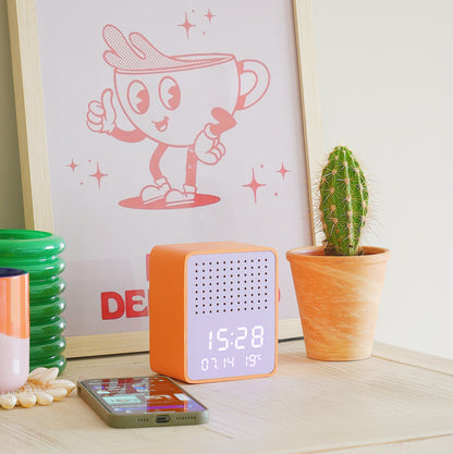 Steepletone Rise Play Orange - Orange Cabinet Purlpe Front Colourful Bluetooth Speaker & Bedside Alarm Clock