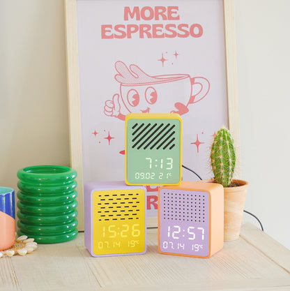 Steepletone Rise Play Yellow - Yellow Cabinet Green Front Colourful Bluetooth Speaker & Bedside Alarm Clock