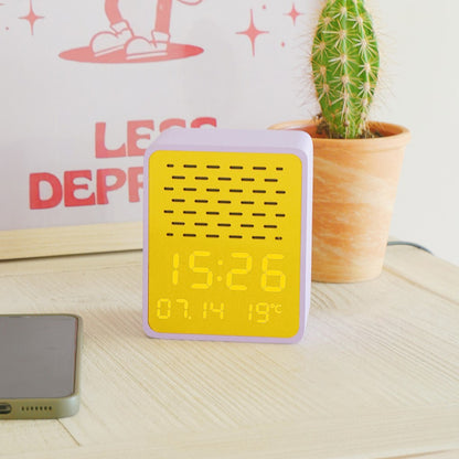 Steepletone Rise Play Purple - Purple Cabinet Yellow Front Colourful Bluetooth Speaker & Bedside Alarm Clock