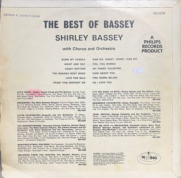 Shirley Bassey – The Best Of Bassey - LP (Used Vinyl)