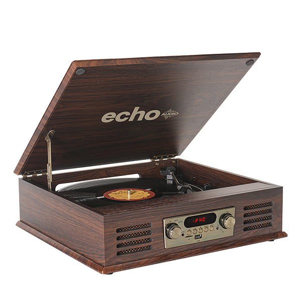 Echo Audio Turntable Player with Built in Speakers (Legend) - Mahogany