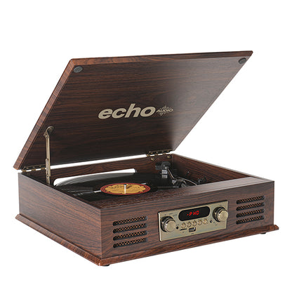 Echo Audio Turntable Player with Built in Speakers (Legend) - Mahogany