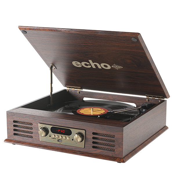 Echo Audio Turntable Player with Built in Speakers (Legend) - Mahogany