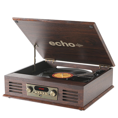 Echo Audio Turntable Player with Built in Speakers (Legend) - Mahogany