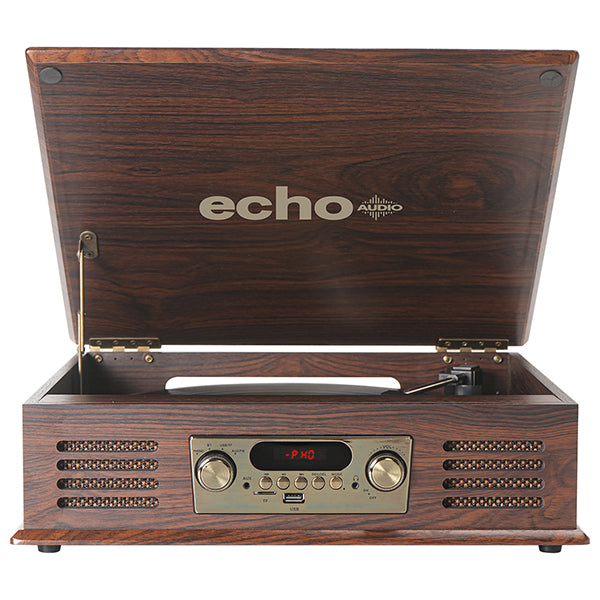 Echo Audio Turntable Player with Built in Speakers (Legend) - Mahogany