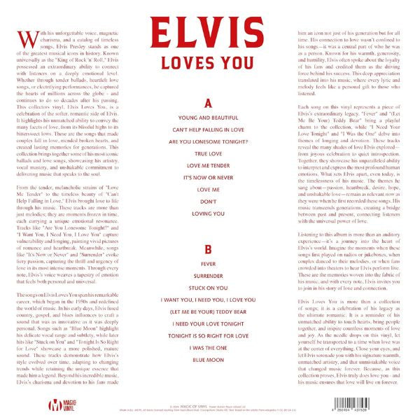 Elvis Presley - Elvis Loves You (Limited edition & Numbered , Clear & Red Vinyl) - LP