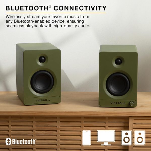 Victrola Tempo Bookshelf Speakers (VPS-400-GRN-INT)