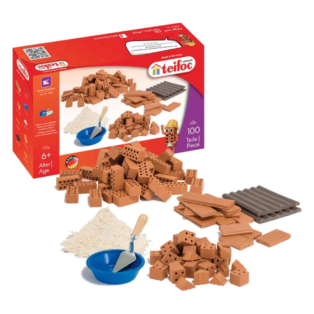 Teifoc 1530 Stone Building Kit - Accessory Set, 100 Miniature Bricks