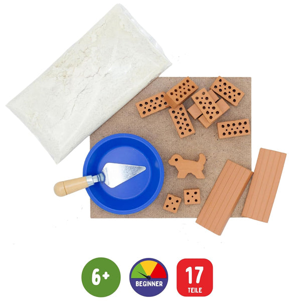 Teifoc 1002 Stone Building Kit - Dog Kennel, from 6 Years, Construction Set for Walling, Includes Puppy Made of Clay