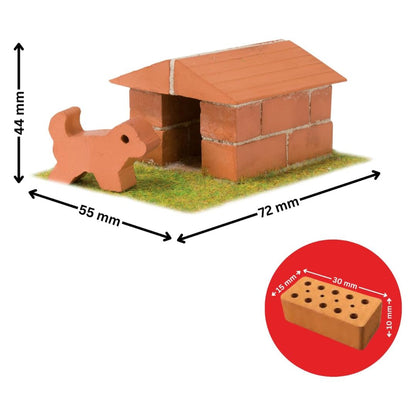 Teifoc 1002 Stone Building Kit - Dog Kennel, from 6 Years, Construction Set for Walling, Includes Puppy Made of Clay