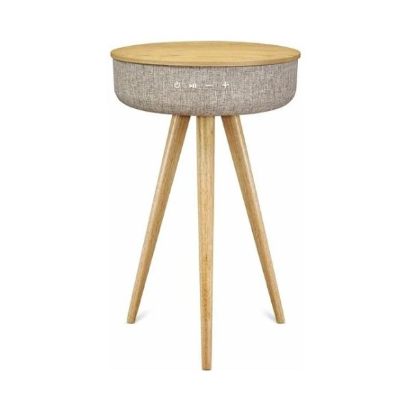 Victrola Smart Wooden Table with Built In Bluetooth Speaker & Dual USB Ports - Oak