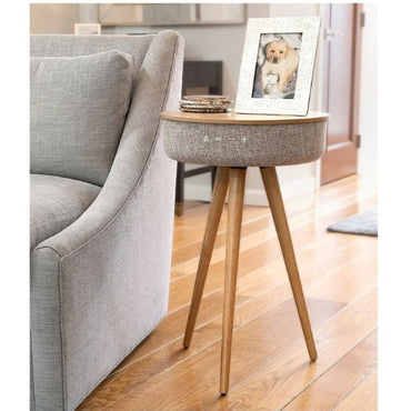 Victrola Smart Wooden Table with Built In Bluetooth Speaker & Dual USB Ports - Oak