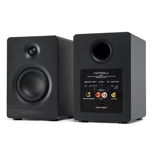 Victrola Tempo Bookshelf Speakers (VPS-400-BLK-INT)