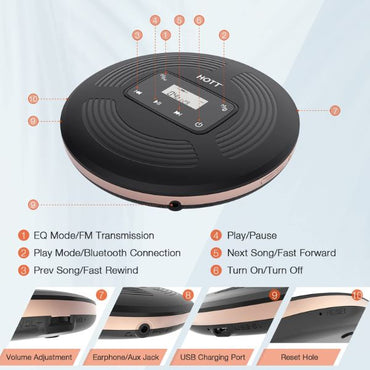 Hott (C228) Bluetooth CD Player (Portable)