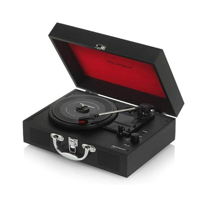 Ricatech RTT20 Turntable, Lightweight Portable Record Player With Speakers, Three Speed, Supports RCA Output, Headphone Jack, MP3 Playback. Exquisite Suitcase Style Vinyl Player (Black)
