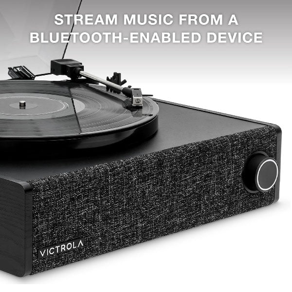 Victrola VTA-78 Eastwood LP Vinyl Record Player Bluetooth Speaker 3 Speed Turntable 12" Platter AT-3600L Moving Magnet Catridge Bluetooth Streaming RCA 3.5mm Output (Black)