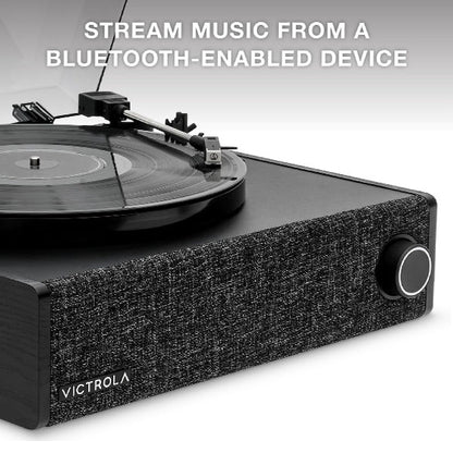 Victrola VTA-78 Eastwood LP Vinyl Record Player Bluetooth Speaker 3 Speed Turntable 12" Platter AT-3600L Moving Magnet Catridge Bluetooth Streaming RCA 3.5mm Output (Black)