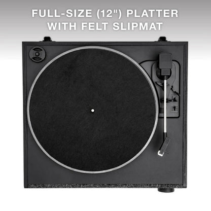 Victrola VTA-78 Eastwood LP Vinyl Record Player Bluetooth Speaker 3 Speed Turntable 12" Platter AT-3600L Moving Magnet Catridge Bluetooth Streaming RCA 3.5mm Output (Black)