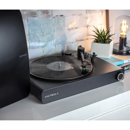 Victrola Stream Onyx Turntable Vinyl Record Player, Works with Sonos Wirelessly, High Precision Magnetic Cartridge, Semi-Automatic, Black Matte Finish