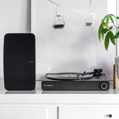 Victrola Stream Onyx Turntable Vinyl Record Player, Works with Sonos Wirelessly, High Precision Magnetic Cartridge, Semi-Automatic, Black Matte Finish