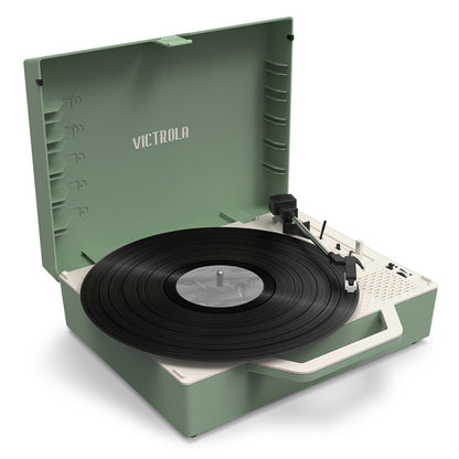 Victrola Re-Spin Sustainable Bluetooth Suitcase Record Player - Basil Green INT