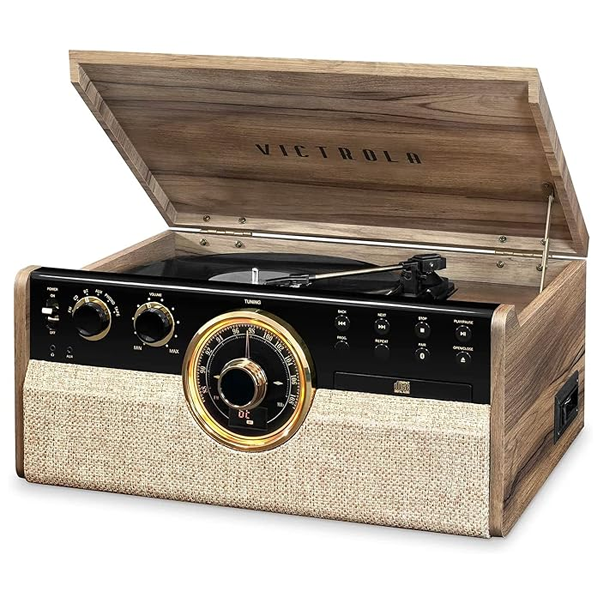Victrola VTA-270B-FNT Empire Bluetooth 6 in 1 Music Center (33/45/78) (Farmhouse Walnut)