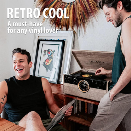 Victrola VTA-270B-FNT Empire Bluetooth 6 in 1 Music Center (33/45/78) (Farmhouse Walnut)