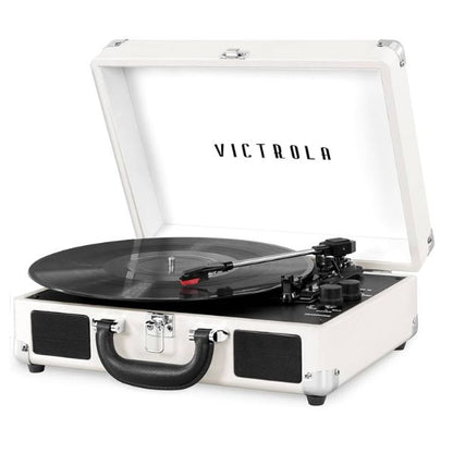 Victrola Journey Portable Suitcase (White) VSC-550BT Bluetooth Turntable Music Centre