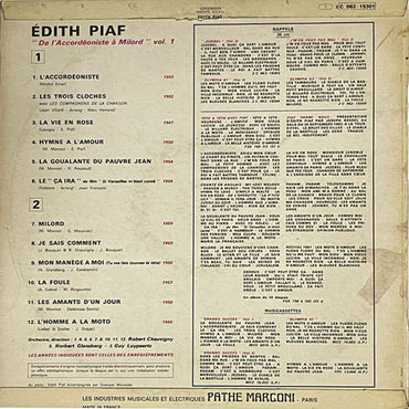 Edith Piaf - De L'Accordeoniste A Milord Vol. 1 - LP(Used Vinyl). Shop now online in uae