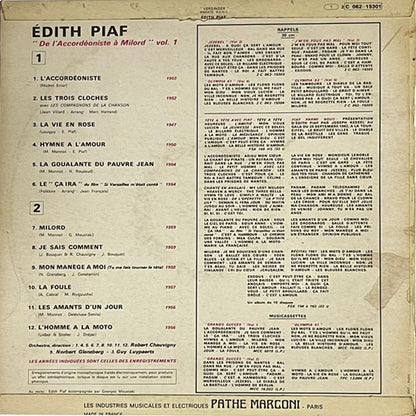 Edith Piaf - De L'Accordeoniste A Milord Vol. 1 - LP(Used Vinyl). Shop now online in uae