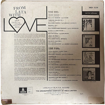 Lata Mangeshkar - From Lata With Love (Her Twelve Golden Hits) - LP(Used Vinyl)