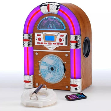 Steepletone Bluetooth Jukebox USB CD Player LED SD MP3 Tabletop Wurlitzer Style