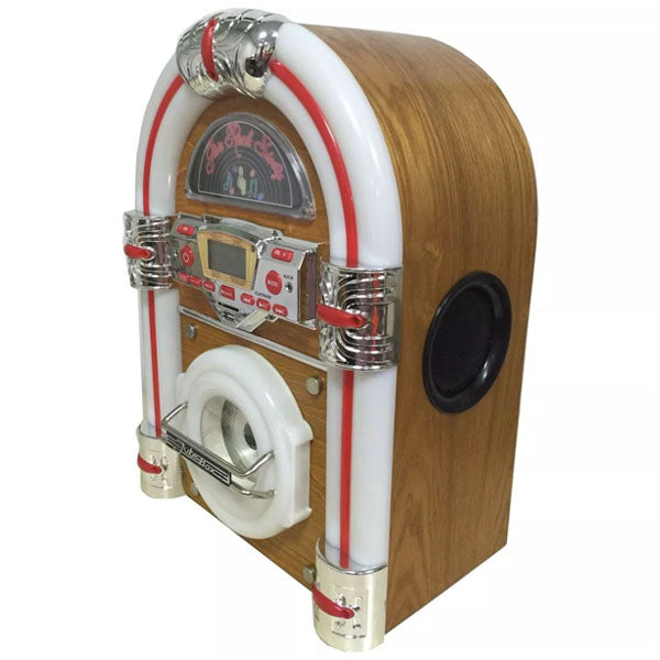 Steepletone Bluetooth Jukebox USB CD Player LED SD MP3 Tabletop Wurlitzer Style