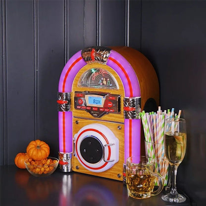 Steepletone Bluetooth Jukebox USB CD Player LED SD MP3 Tabletop Wurlitzer Style