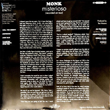Thelonious Monk Quartet - Misterioso (Recorded On Tour) - LP