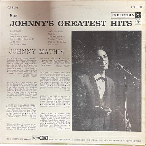 Johnny Mathis - More Johnny's Greatest Hits - LP (Used Vinyl)