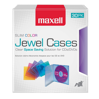 Maxell 190153 CD-SLIM30CR CD/DVD Jewel Cases Slim Space Saving 30 Pack (Colored). Now available online in UAE