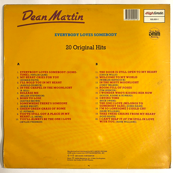 Dean Martin - Everybody Loves Somebody - LP (Used Vinyl). Shop now online in UAE