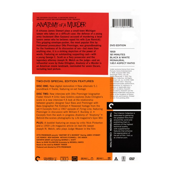 Anatomy Of A Murder - (Criterion Collection) Blu-ray