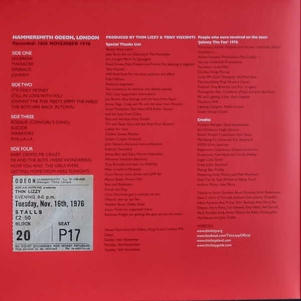 Thin Lizzy - Live At Hammersmith 16/11/1976 (RSD 2024 Exclusive - Limited to 4500 Units) - 2LP. Shop now online in UAE