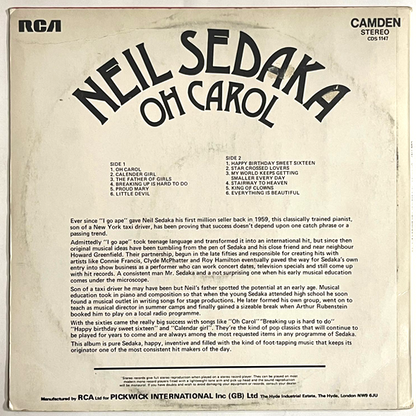 Neil Sedaka - Oh Carol - LP  (Used Vinyl)