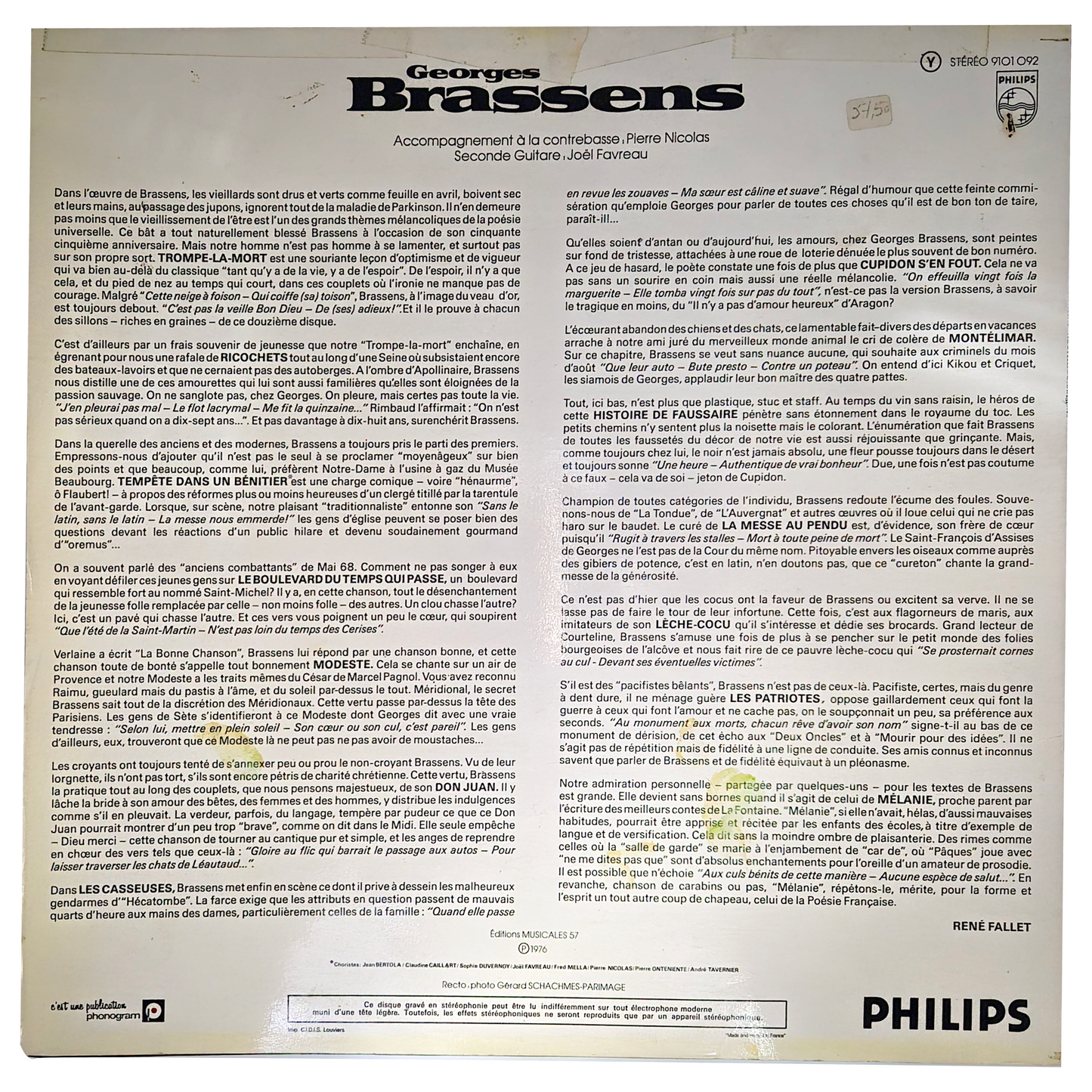 Georges Brassens - Nouvelles Chansons - LP  (Used Vinyl)