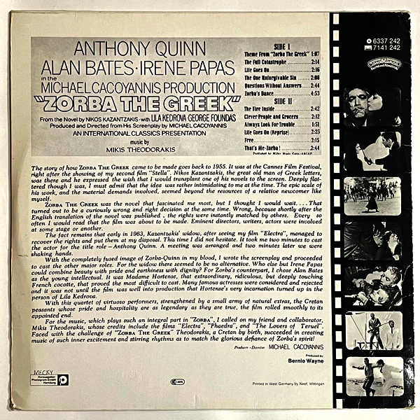 Mikis Theodorakis - Zorba The Greek (Original Soundtrack Album) - LP (Used Vinyl)