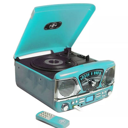 Steepletone Roxy 4 1960 Retro Style Record Player 4-in-1 Music Centre Gloss Blue