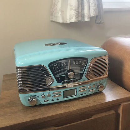 Steepletone Roxy 4 1960 Retro Style Record Player 4-in-1 Music Centre Gloss Blue