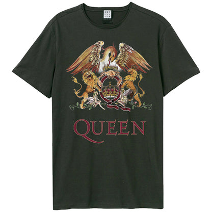 QUEEN -  Colour Crest Amplified Vintage Charcoal T Shirt