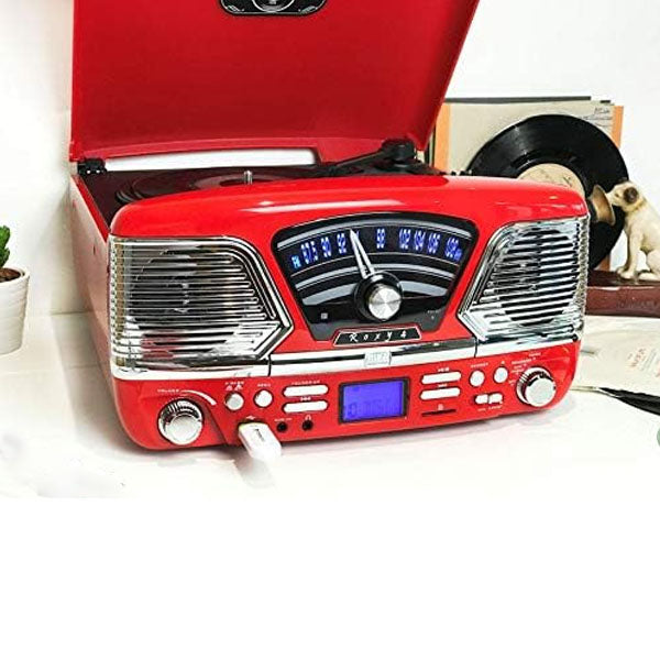 Steepletone Roxy 4 1960 Retro Style Record Player 4-in-1 Music Centre Red