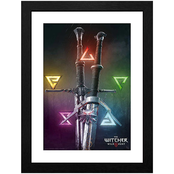 THE WITCHER - Framed print "Signs & Swords" (30x40)